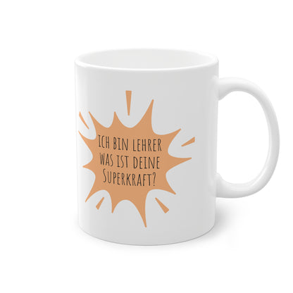 Weisse Tasse Superkraft Lehrer