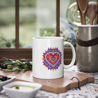 Weisse Mandala Tasse Herz 1