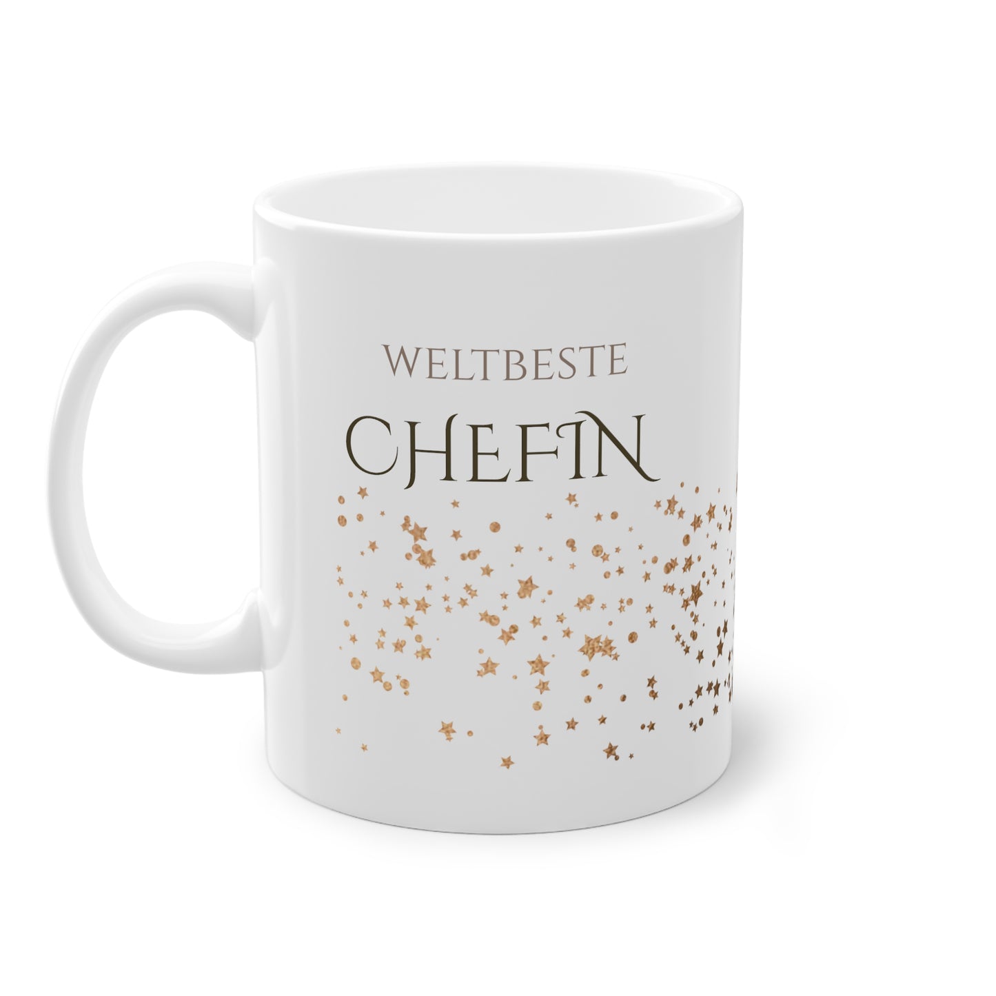 Weisse Tasse golden Glitter "weltbeste Chefin"