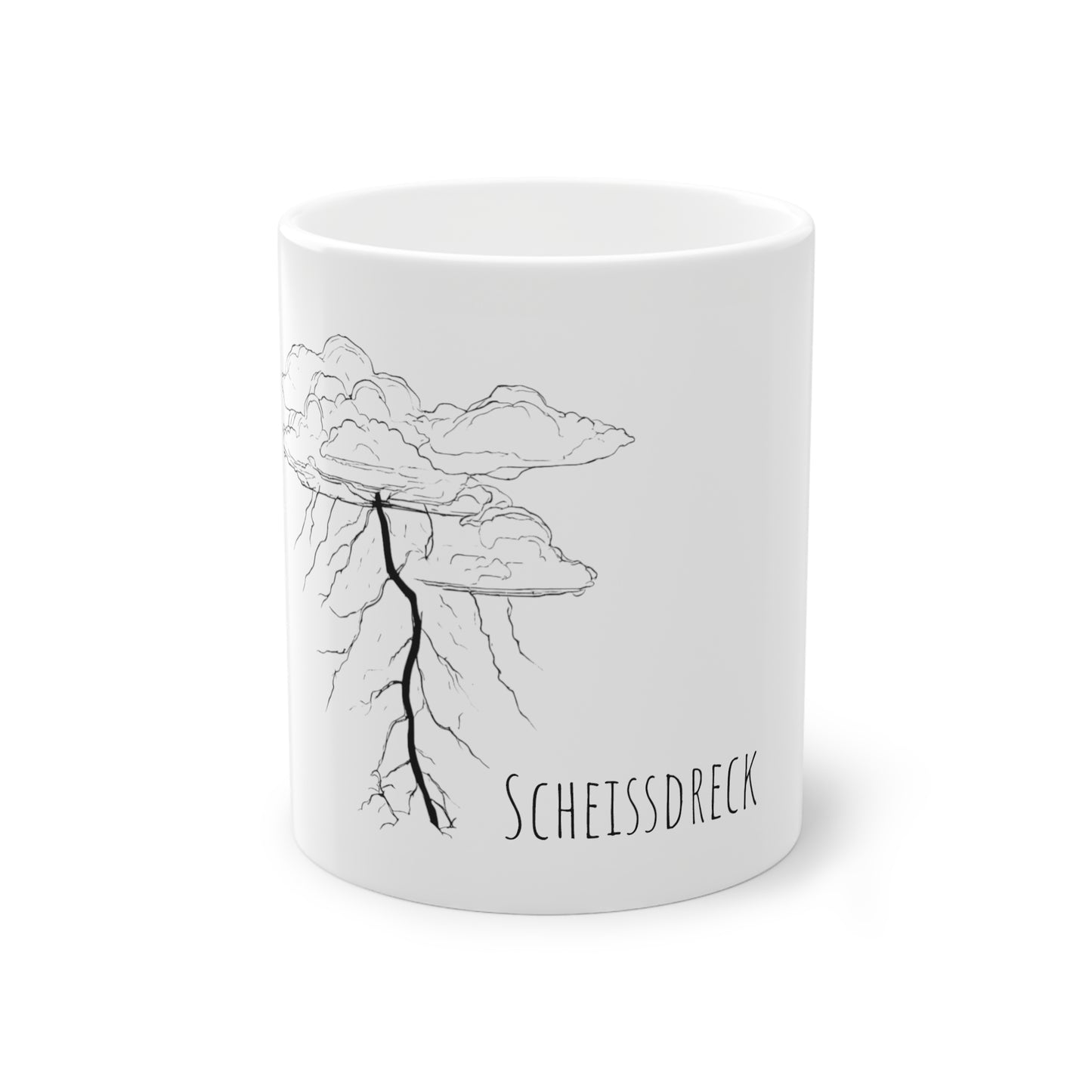 Weisse Pöbel Tasse Blitz "Scheissdreck"