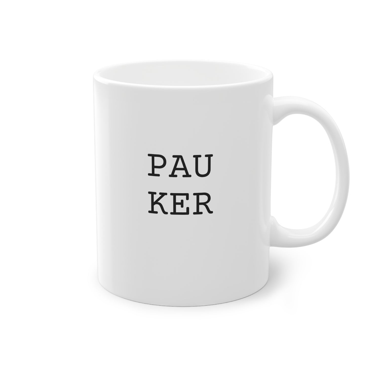 Weisse Design Tasse "Pauker"