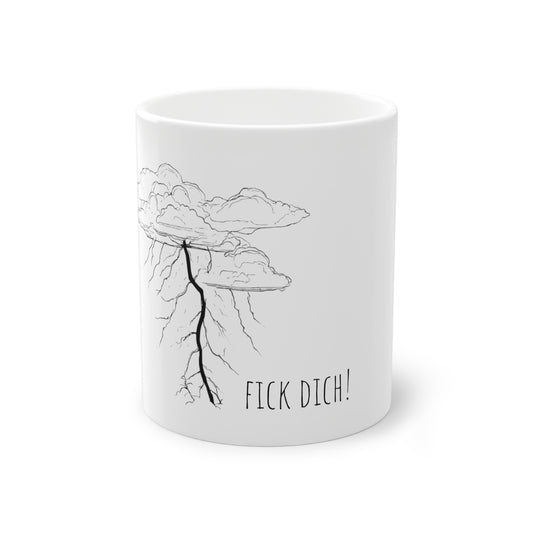 Weisse Pöbel Tasse Blitz "Fick Dich"