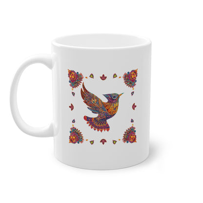 Weisse Mandala Tasse Vogel 3