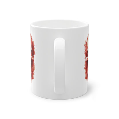 Weisse Tasse lachender Totenkopf rot