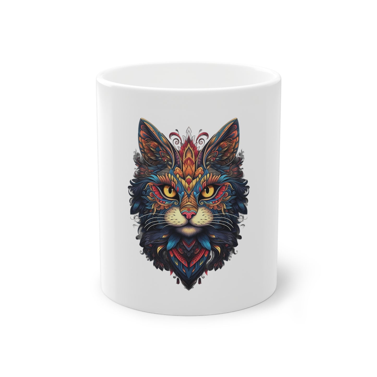 Weisse Mandala Tasse Katze 2