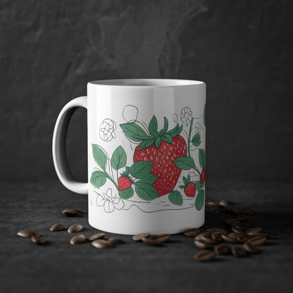 Weisse Tasse "Erdbeeren"