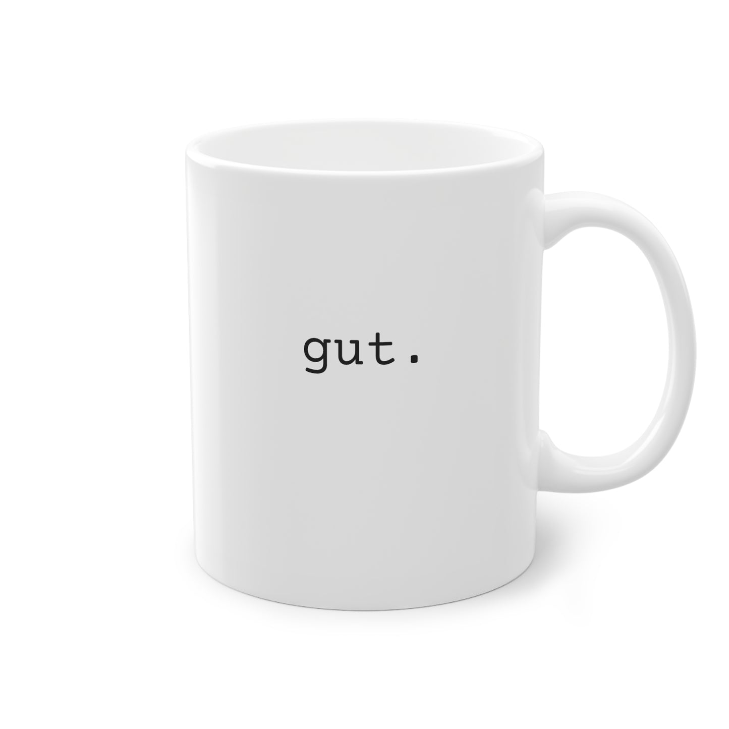 Weisse Design Tasse "gut."