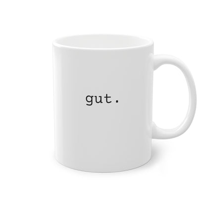 Weisse Design Tasse "gut."