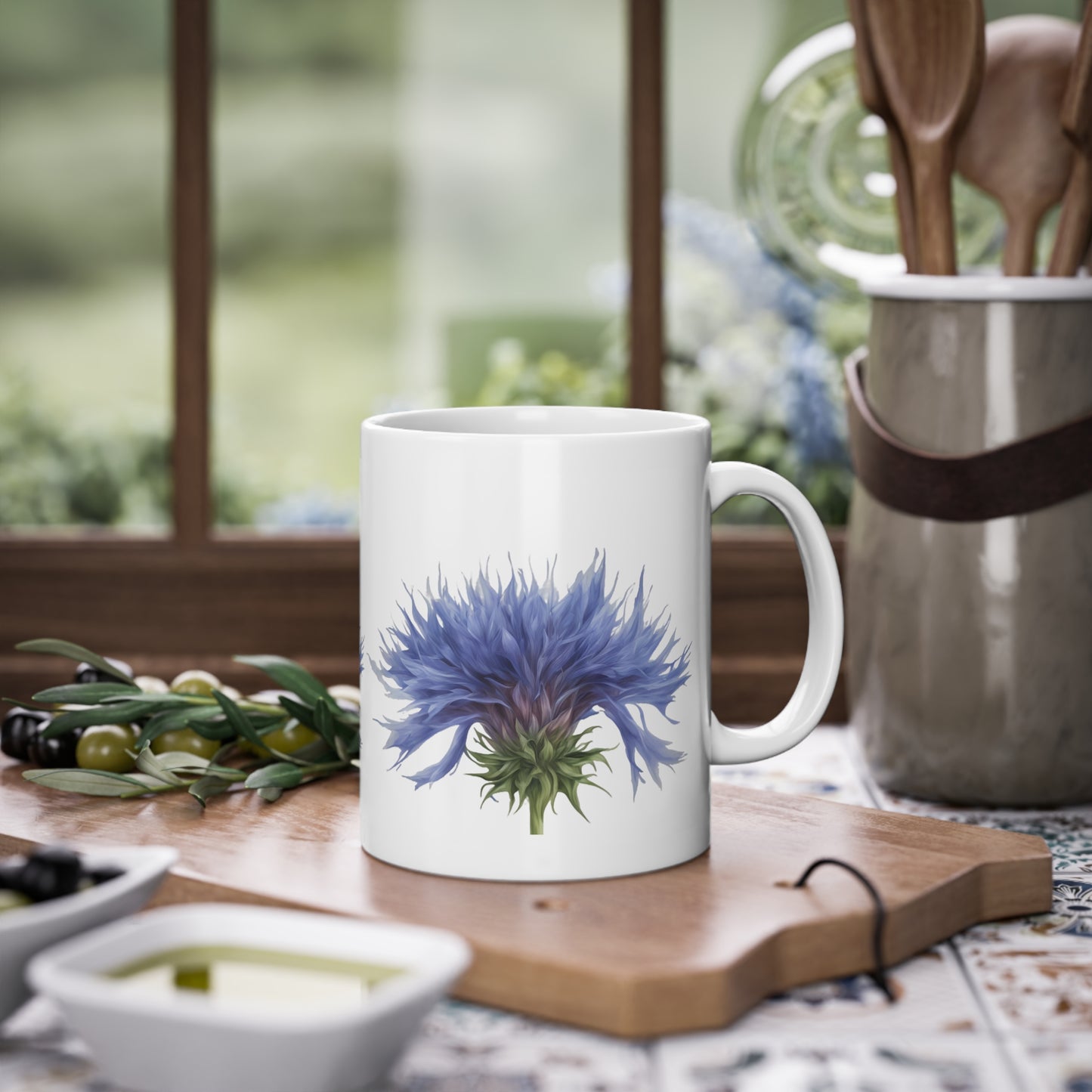 Weisse Blumen Tasse Kornblumen 2