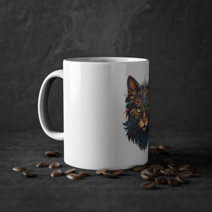 Weisse Mandala Tasse Katze 1