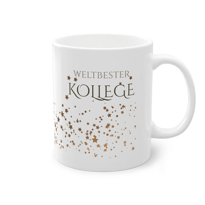 Weisse Tasse golden Glitter "weltbester Kollege"