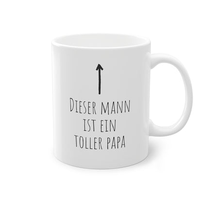 Weisse Tasse mit Pfeil "toller Papa"