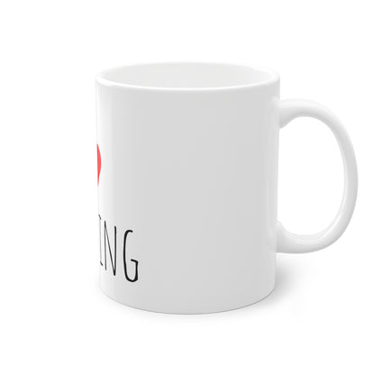 Weisse Tasse "I love shopping"