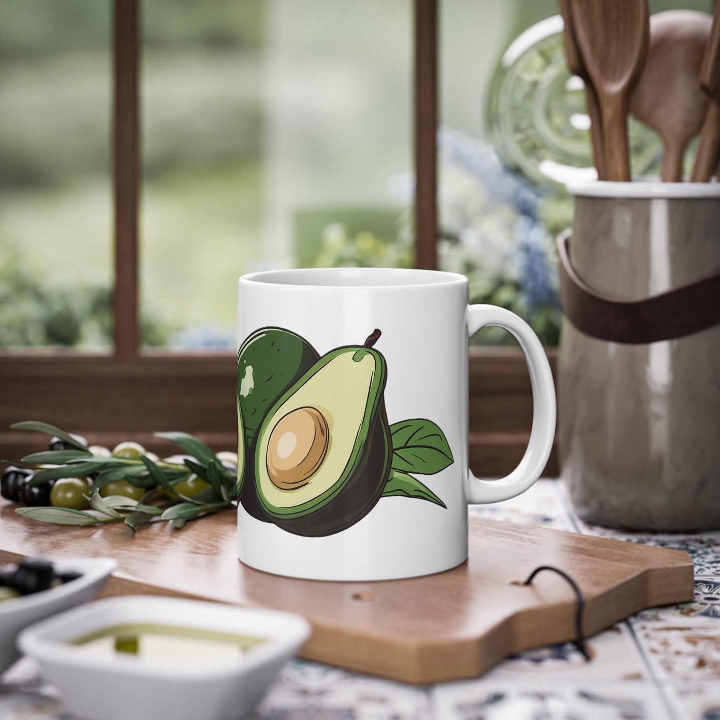 Weisse Tasse "Avocado"