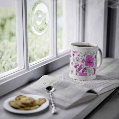 Weisse Tasse pinke Blumen