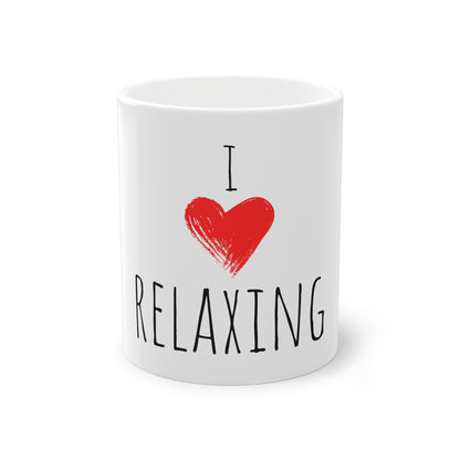 Weisse Tasse "I love relaxing"