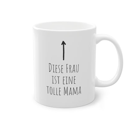 Weisse Tasse mit Pfeil "tolle Mama"