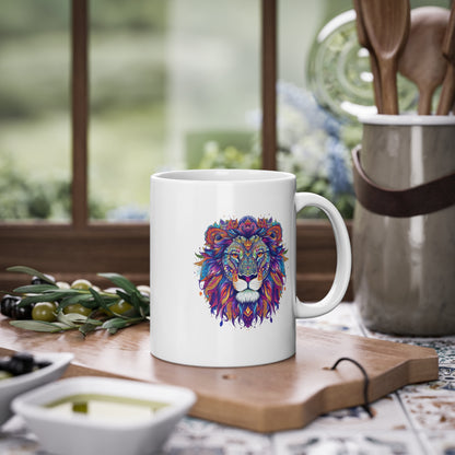 Weisse Mandala Tasse Löwe 1