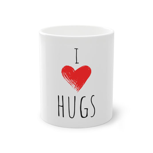 Weisse Tasse "I love hugs"