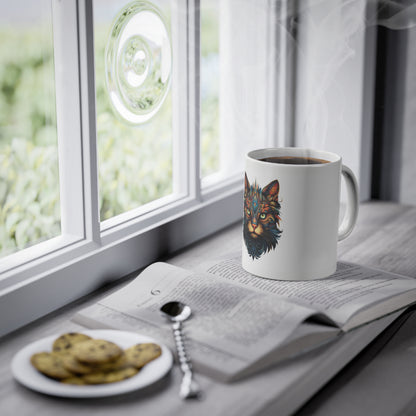 Weisse Mandala Tasse Katze 1