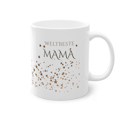 Weisse Tasse golden Glitter "weltbeste Mama"