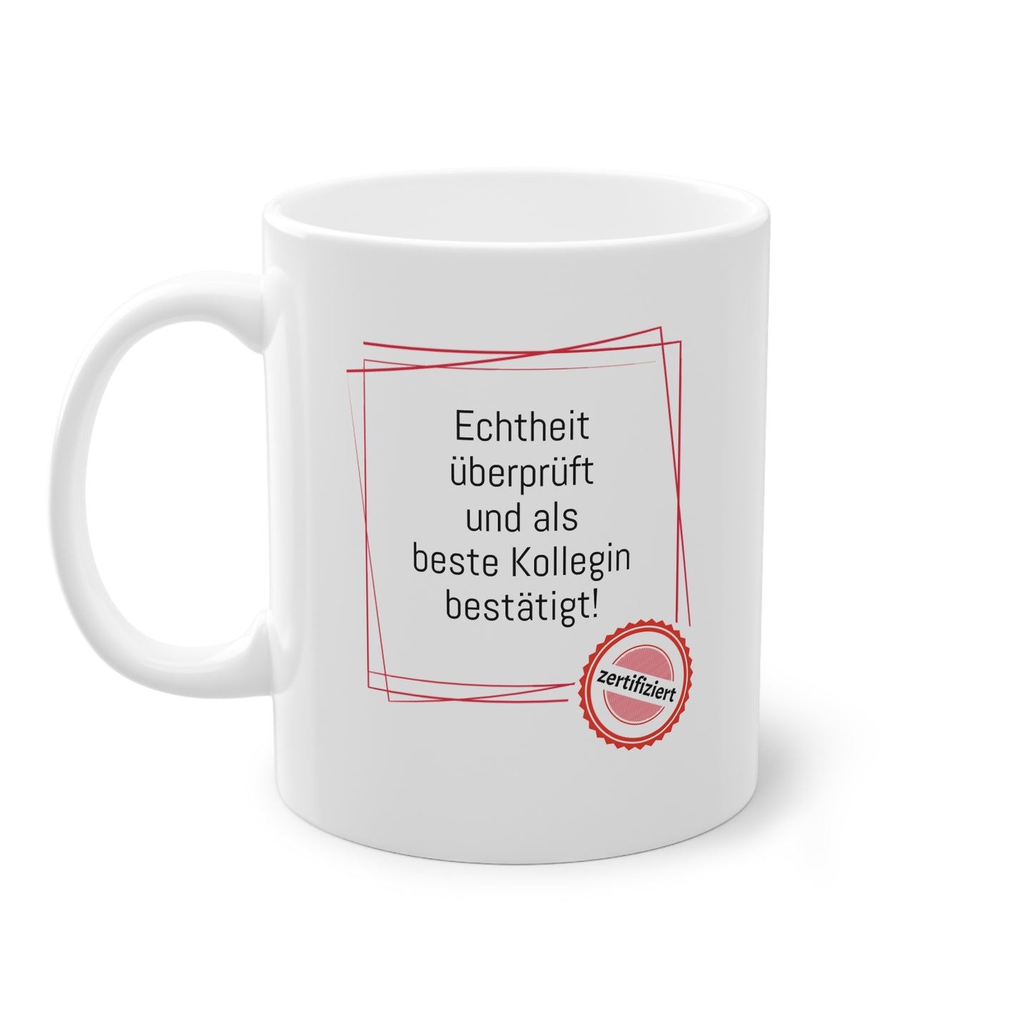 Weisse Tasse Zertifizierung zur besten Kollegin