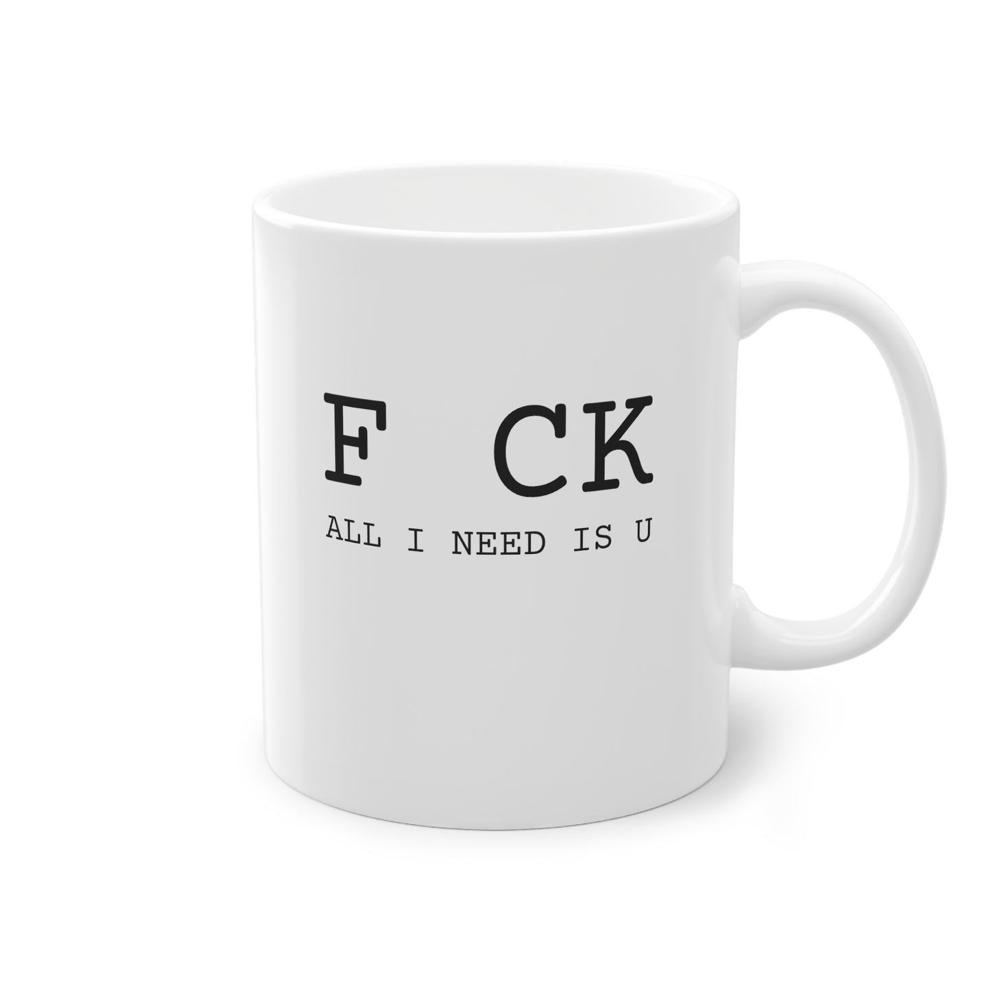 Weisse Design Tasse "I need u."