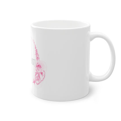 Weisse Pöbel Tasse mit Rosen "Du stinkst"