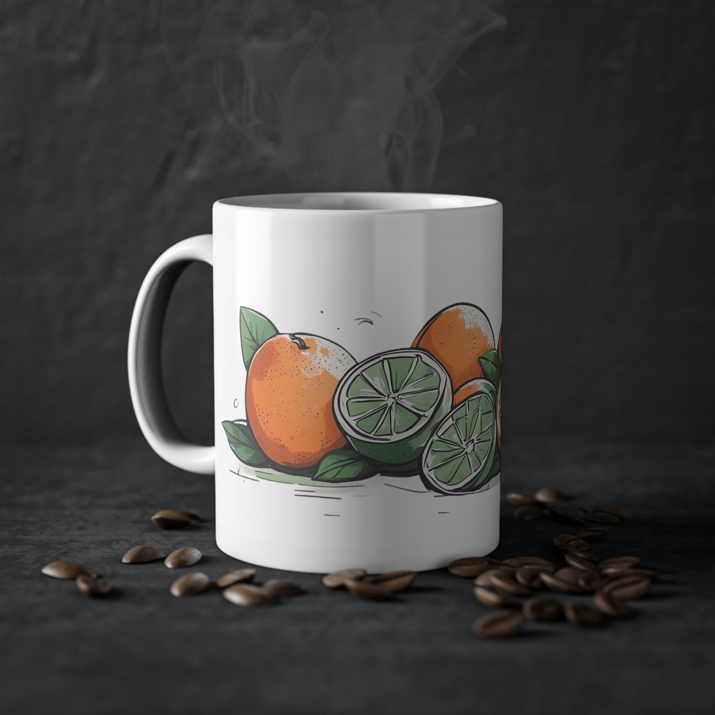 Weisse Tasse "Orangen"