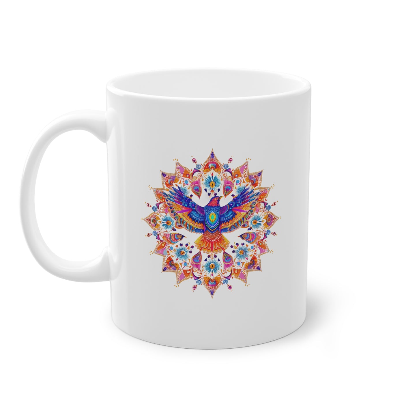 Weisse Mandala Tasse Vogel 4