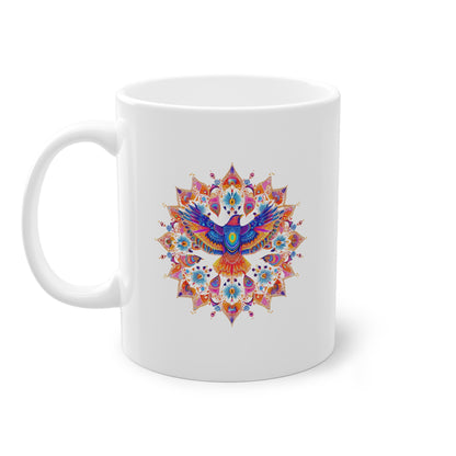 Weisse Mandala Tasse Vogel 4