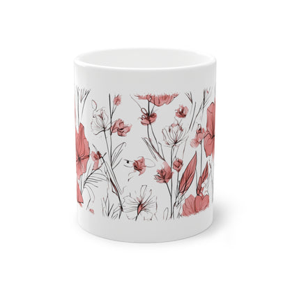 Weisse Tasse rote Blumen