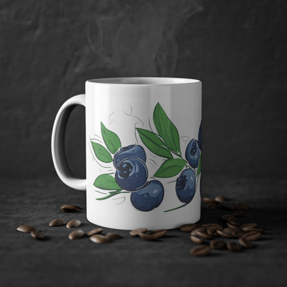 Weisse Tasse "Blaubeeren"