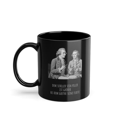 Schwarze Philosophen Tasse Schiller & Goethe Schwanzvergleich