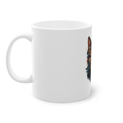 Weisse Mandala Tasse Katze 1