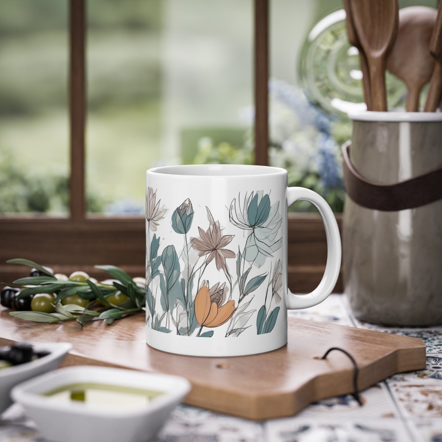 Weisse Boho Tasse Blumen 3