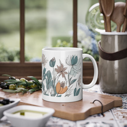 Weisse Boho Tasse Blumen 3