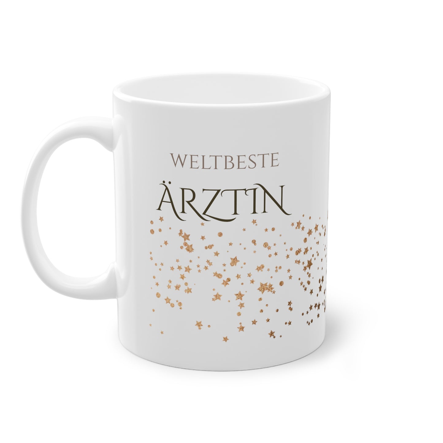 Weisse Tasse golden Glitter "weltbeste Ärztin"