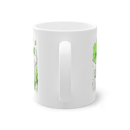 Weisse Tasse grüne Blumen