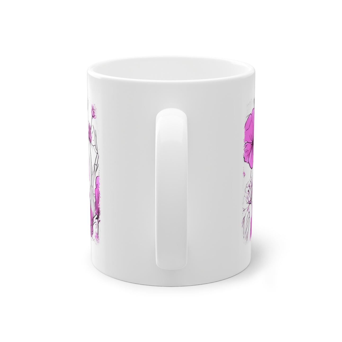 Weisse Tasse pinke Blumen