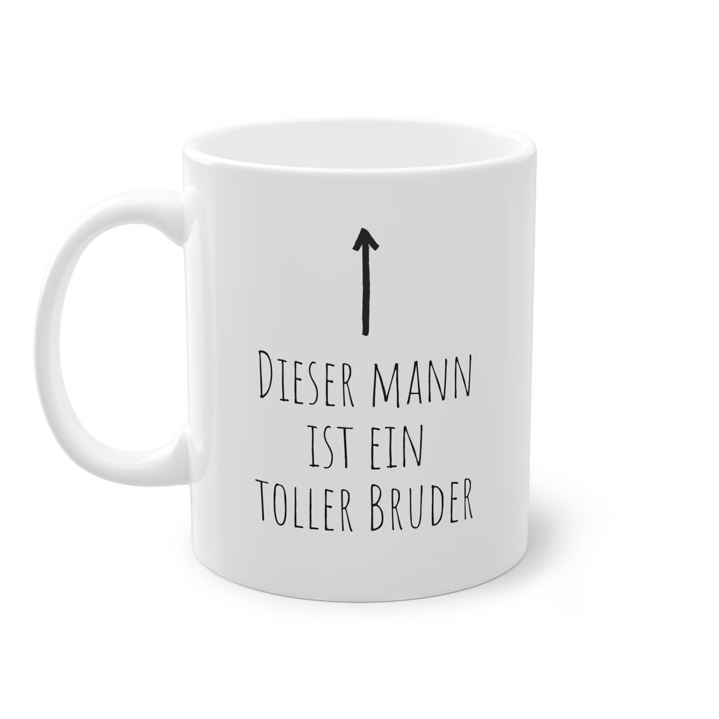 Weisse Tasse mit Pfeil "toller Bruder"