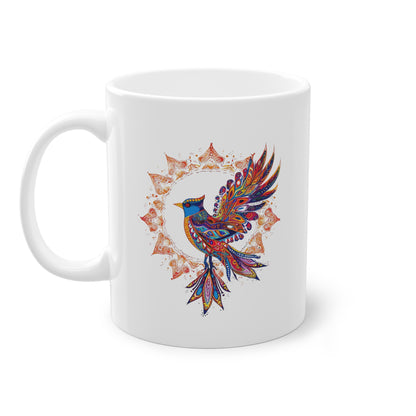 Weisse Mandala Tasse Vogel 2