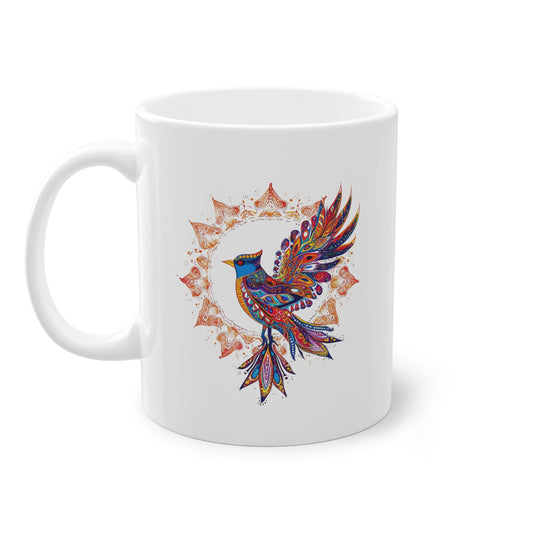 Weisse Mandala Tasse Vogel 2