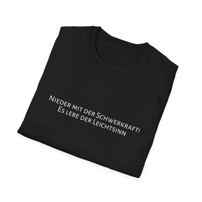 T-Shirt schwarz mit Spruch "Schwerkraft & Leichtsinn"