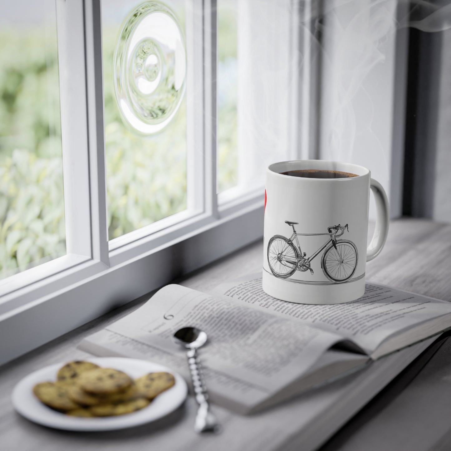 Weisse Tasse "I love my Bicycle"