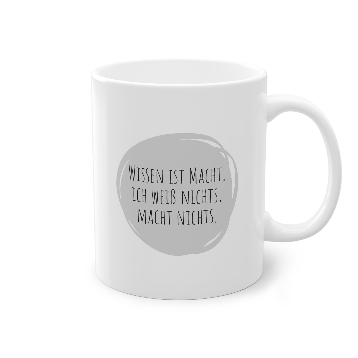 Weisse Sprüche Tasse "Wissen ist Macht"