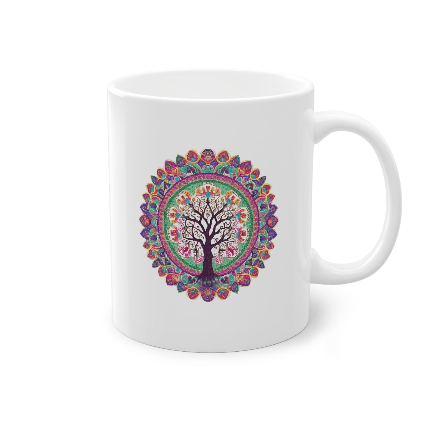 Weisse Mandala Tasse Baum 1