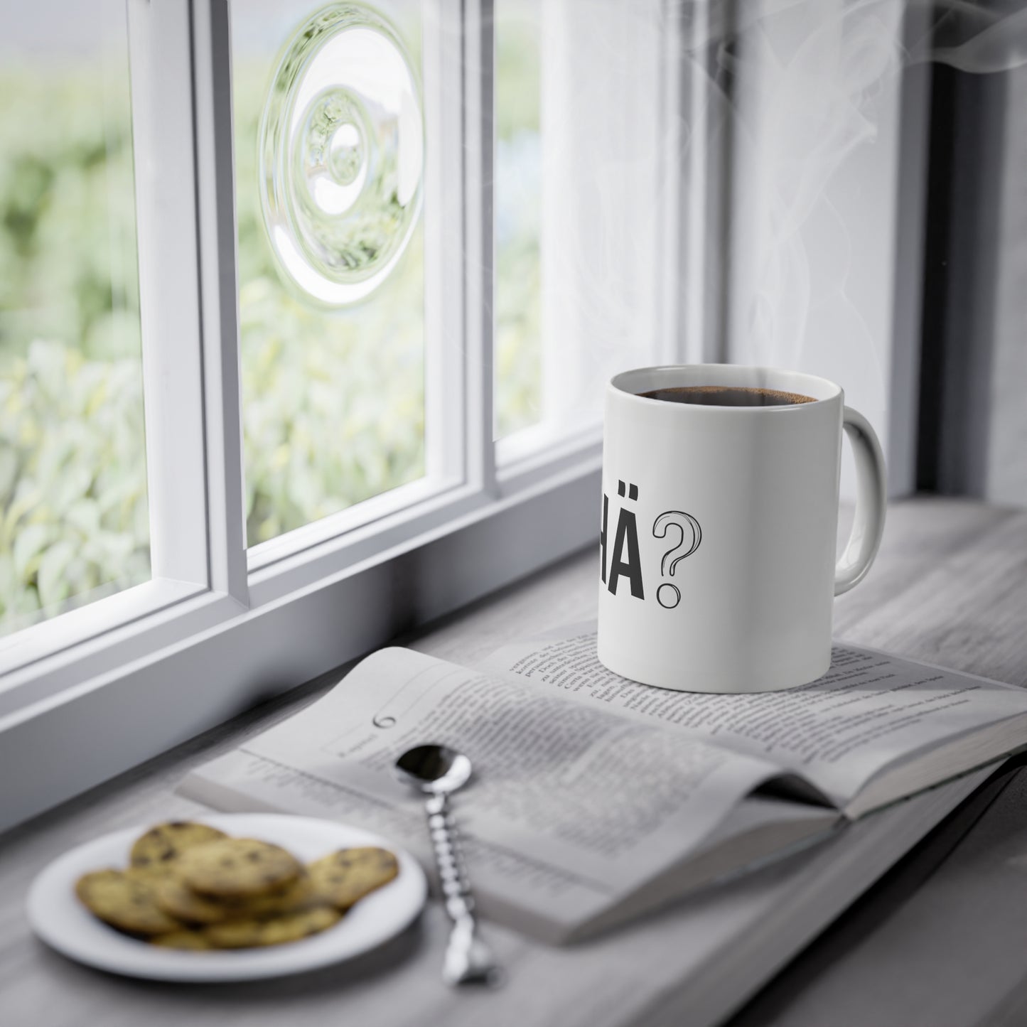 Weisse Tasse "Hä?"