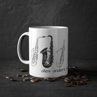 Weisse Musik Tasse "Saxophon"