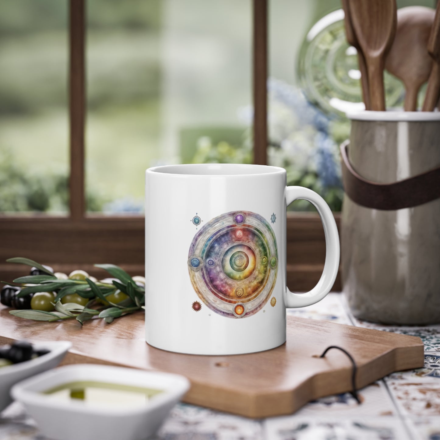 Weisse Tasse Chakra 8